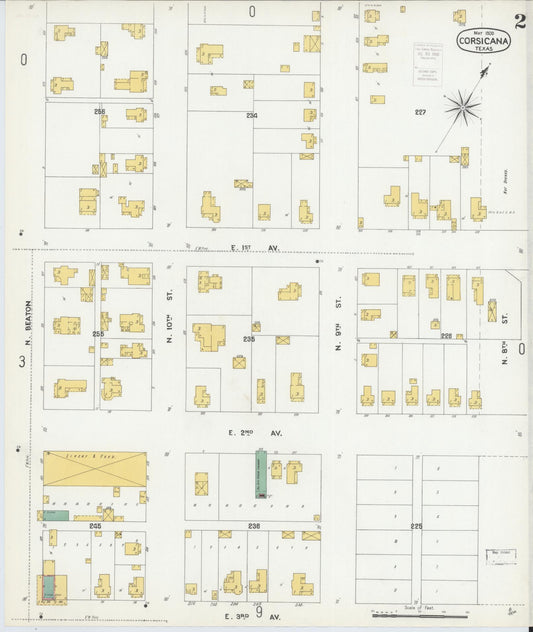 Sanborn Fire Insurance Map from Corsicana, Navarro County, Texas (1900), Sheet #0002 - Historic Sanborn Fire Insurance Map Print, vintage old map wall art, antique decor, genealogy gift, Texas Texas map
