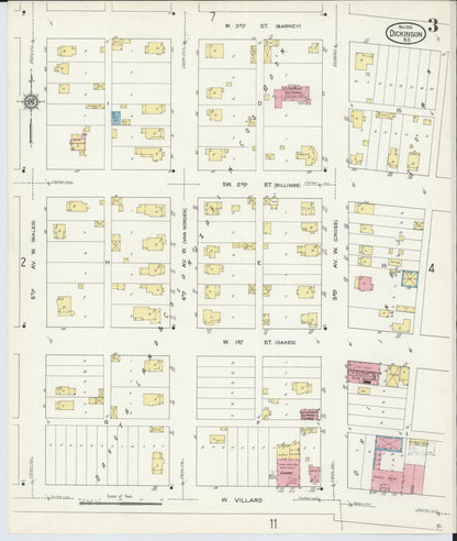 Sanborn Fire Insurance Map from Dickinson, Stark County, North Dakota (1913), Sheet #0003 - Complete Map Set gallery image, historic Sanborn map, vintage wall art, North Dakota North Dakota