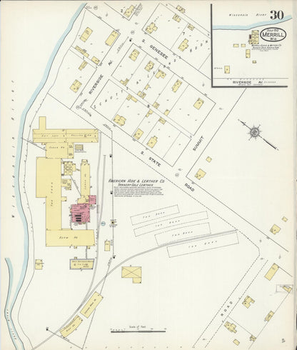 Sanborn Fire Insurance Map from Merrill, Lincoln County, Wisconsin (1913), Sheet #0030 - Complete Map Set gallery image, historic Sanborn map, vintage wall art, Wisconsin Wisconsin
