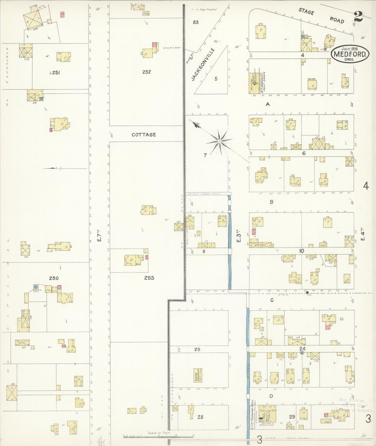 Sanborn Fire Insurance Map from Medford, Jackson County, Oregon (1898), Sheet #0002 - Complete Map Set gallery image, historic Sanborn map, vintage wall art, Oregon Oregon