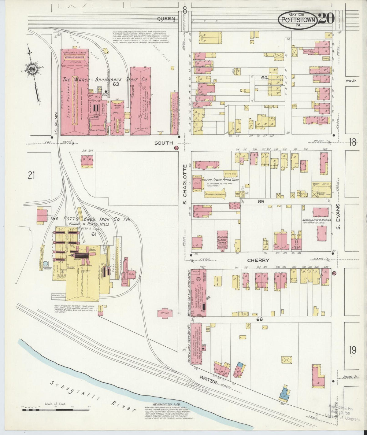 Sanborn Fire Insurance Map from Pottstown, Montgomery County, Pennsylvania (1916), Sheet #0020 - Complete Map Set gallery image, historic Sanborn map, vintage wall art, Pennsylvania Pennsylvania