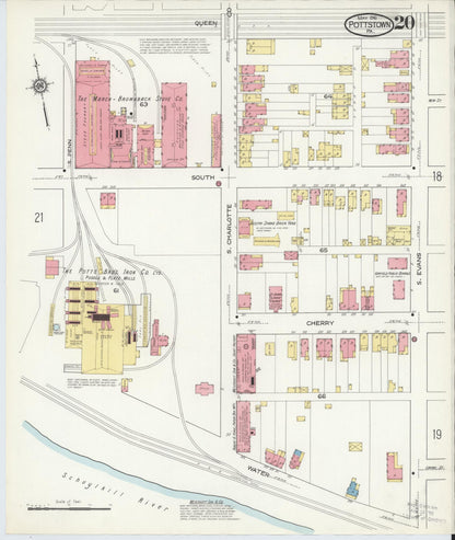 Sanborn Fire Insurance Map from Pottstown, Montgomery County, Pennsylvania (1916), Sheet #0020 - Complete Map Set gallery image, historic Sanborn map, vintage wall art, Pennsylvania Pennsylvania