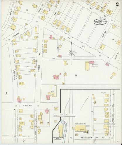 Sanborn Fire Insurance Map from Washington, Washington County, Pennsylvania (1896), Sheet #0002 - Complete Map Set gallery image, historic Sanborn map, vintage wall art, Sanborn Fire Insurance Map from Washington Washington