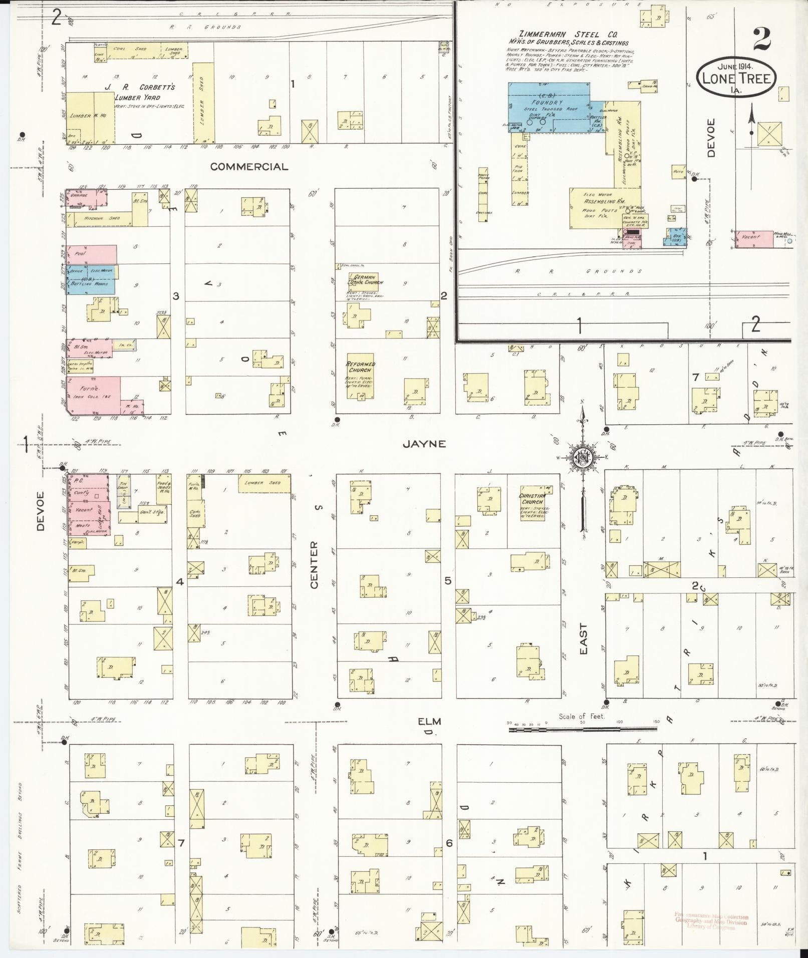 Sanborn Fire Insurance Map from Lone Tree, Johnson County, Iowa (1914), Sheet #0002 - Historic Sanborn Fire Insurance Map Print