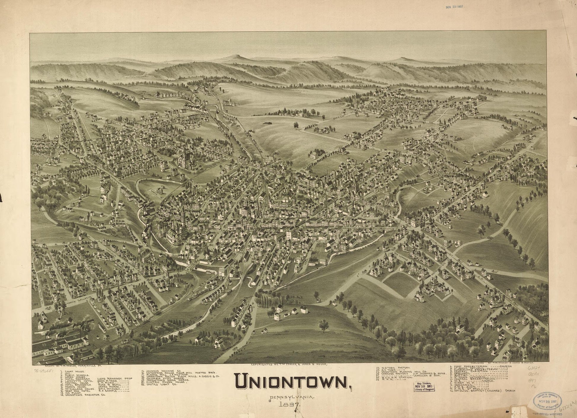 Uniontown, Pennsylvania, 1897. (1897) – Historic Bird’s-Eye View Panorama Print