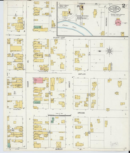 Sanborn Fire Insurance Map from Gladwin, Gladwin County, Michigan (1898), Sheet #0002 - Complete Map Set gallery image, historic Sanborn map, vintage wall art, Michigan Michigan