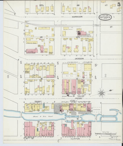 Sanborn Fire Insurance Map from Defiance, Defiance County, Ohio (1893), Sheet #0005 - Historic Sanborn Fire Insurance Map Print, vintage old map wall art, antique decor, genealogy gift, Ohio Ohio map