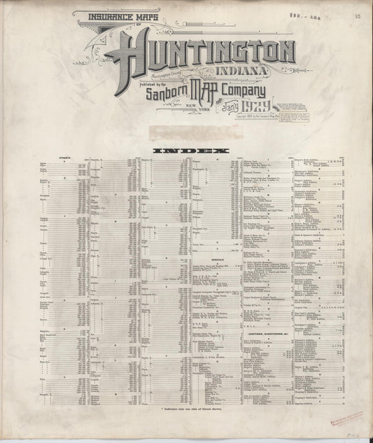Sanborn Fire Insurance Map from Huntington, Huntington County, Indiana (1946), Sheet #0001 - Historic Sanborn Fire Insurance Map Print, vintage old map wall art, antique decor, genealogy gift, Indiana Indiana map
