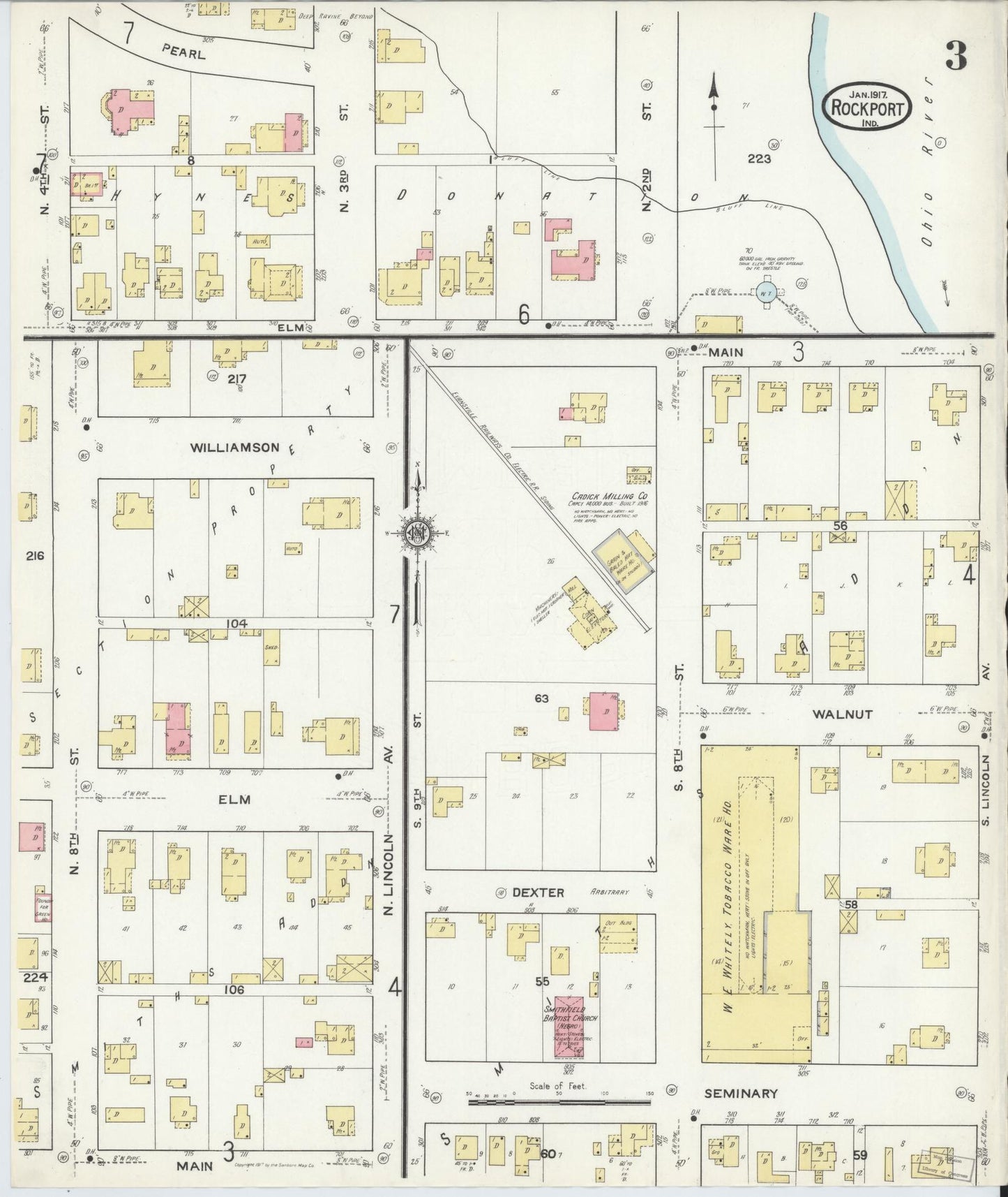 Sanborn Fire Insurance Map from Rockport, Spencer County, Indiana (1917), Sheet #0003 - Complete Map Set gallery image, historic Sanborn map, vintage wall art, Indiana Indiana