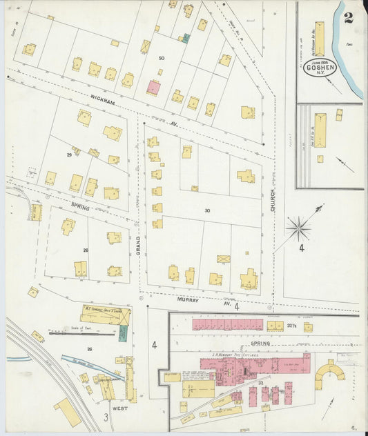 Sanborn Fire Insurance Map from Goshen, Orange County, New York (1905), Sheet #0002 - Historic Sanborn Fire Insurance Map Print, vintage old map wall art, antique decor, genealogy gift, New York New York map