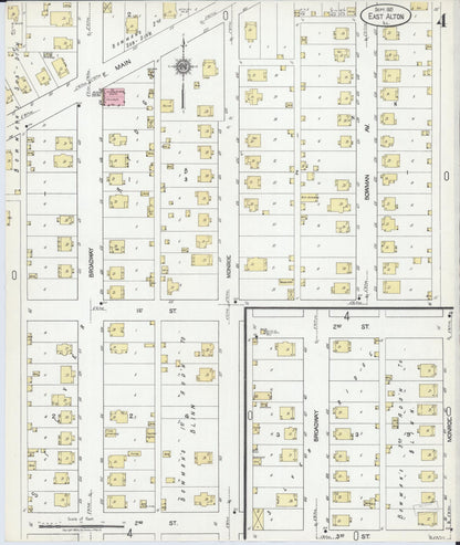 Sanborn Fire Insurance Map from East Alton, Madison County, Illinois (1921), Sheet #0004 - Complete Map Set gallery image, historic Sanborn map, vintage wall art, Illinois Illinois
