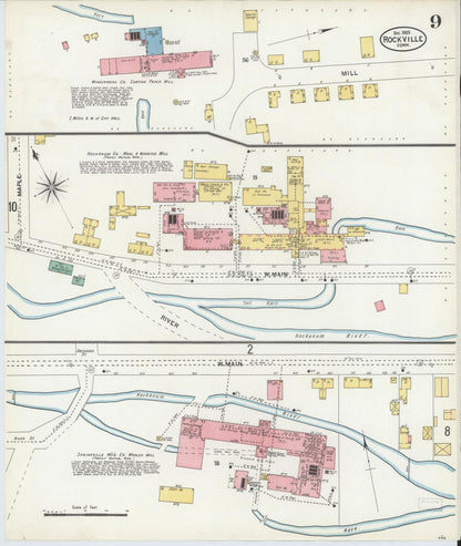 Sanborn Fire Insurance Map from Rockville, Tolland County, Connecticut (1903), Sheet #0009 - Complete Map Set gallery image, historic Sanborn map, vintage wall art, Connecticut Connecticut