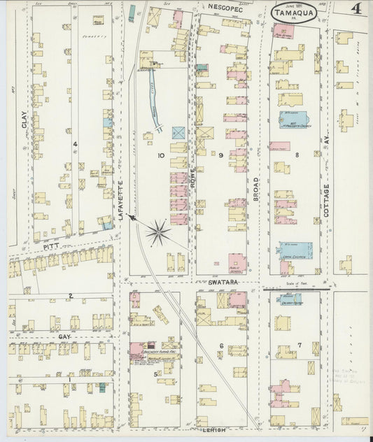 Sanborn Fire Insurance Map from Tamaqua, Schuylkill County, Pennsylvania (1891), Sheet #0004 - Historic Sanborn Fire Insurance Map Print, vintage old map wall art, antique decor, genealogy gift, Pennsylvania Pennsylvania map
