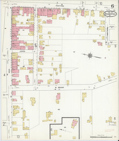 Sanborn Fire Insurance Map from Saugerties, Ulster County, New York (1912), Sheet #0006 - Complete Map Set gallery image, historic Sanborn map, vintage wall art, New York New York