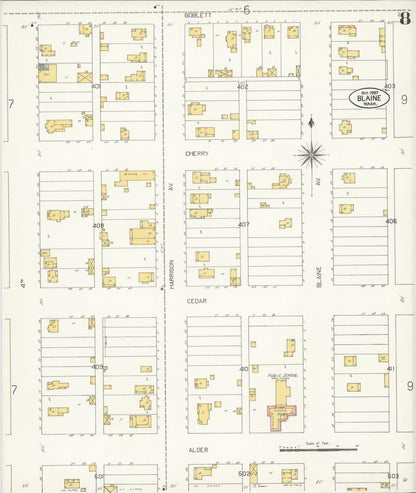 Sanborn Fire Insurance Map from Blaine, Whatcom County, Washington (1907), Sheet #0008 - Complete Map Set gallery image, historic Sanborn map, vintage wall art, Washington Washington