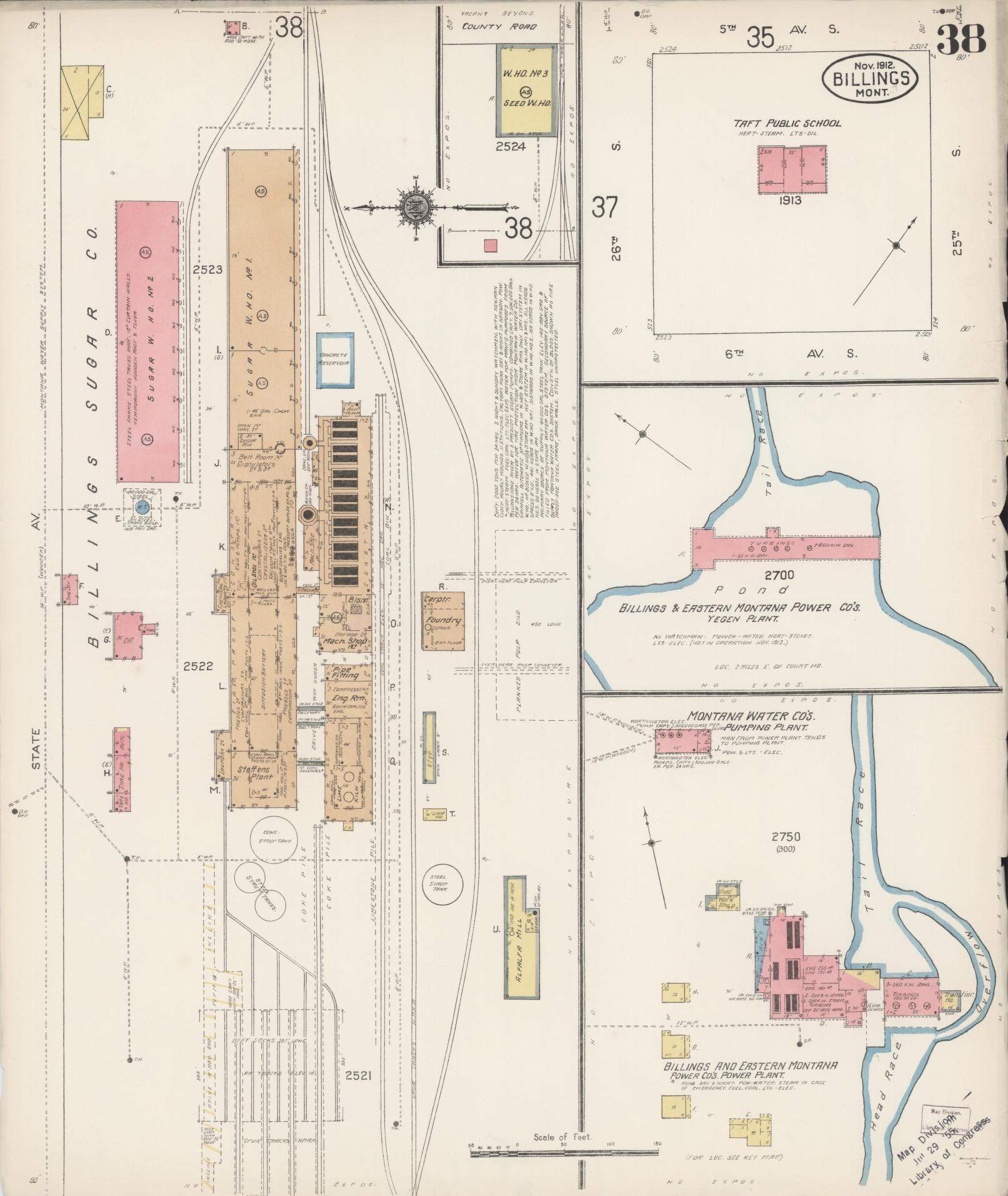 Sanborn Fire Insurance Map from Billings, Yellowstone County, Montana (1912), Sheet #0038 - Complete Map Set gallery image, historic Sanborn map, vintage wall art, Montana Montana