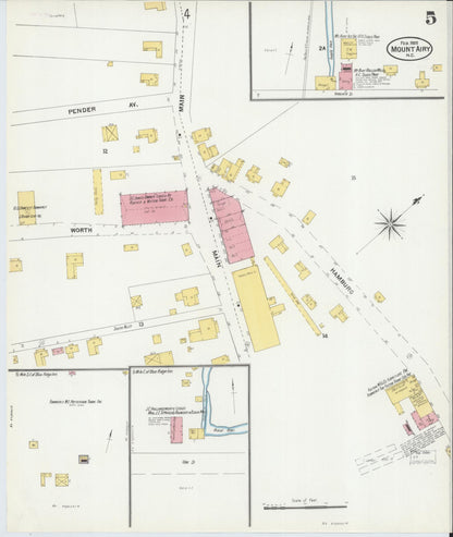 Sanborn Fire Insurance Map from Mount Airy, Surry County, North Carolina (1905), Sheet #0005 - Complete Map Set gallery image, historic Sanborn map, vintage wall art, North Carolina North Carolina