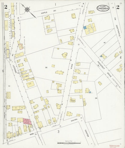 Sanborn Fire Insurance Map from Chappaqua, Westchester County, New York (1925), Sheet #0002 - Historic Sanborn Fire Insurance Map Print, vintage old map wall art, antique decor, genealogy gift, New York New York map