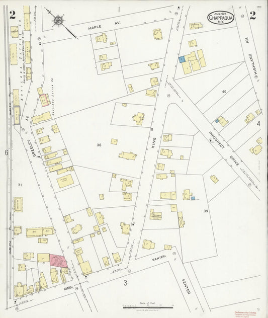 Sanborn Fire Insurance Map from Chappaqua, Westchester County, New York (1925), Sheet #0002 - Historic Sanborn Fire Insurance Map Print, vintage old map wall art, antique decor, genealogy gift, New York New York map