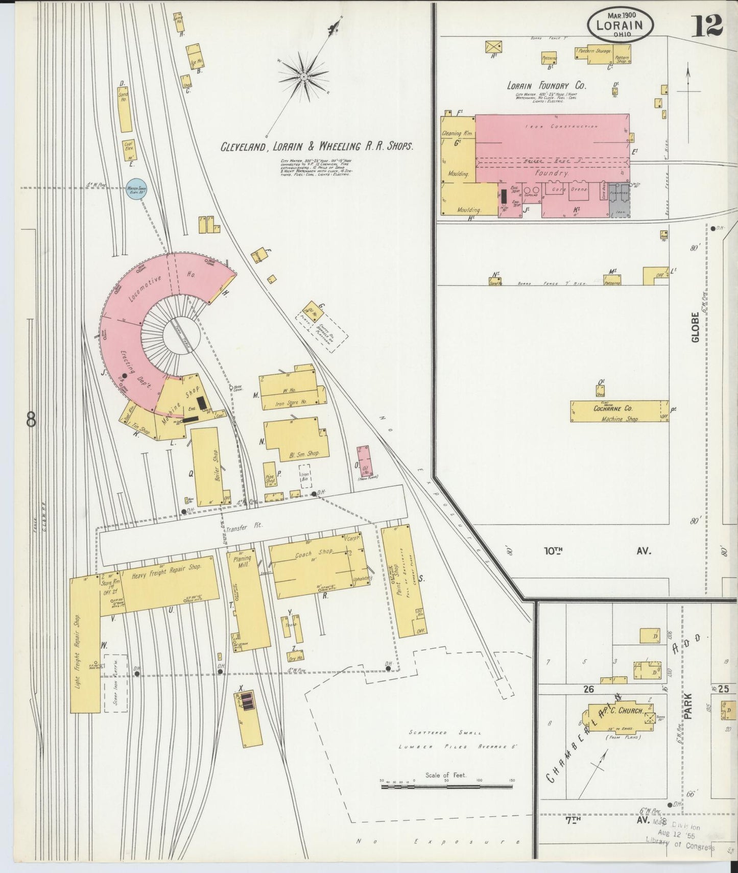 Sanborn Fire Insurance Map from Lorain, Lorain County, Ohio (1900), Sheet #0012 - Historic Sanborn Fire Insurance Map Print, vintage old map wall art, antique decor, genealogy gift, Ohio Ohio map