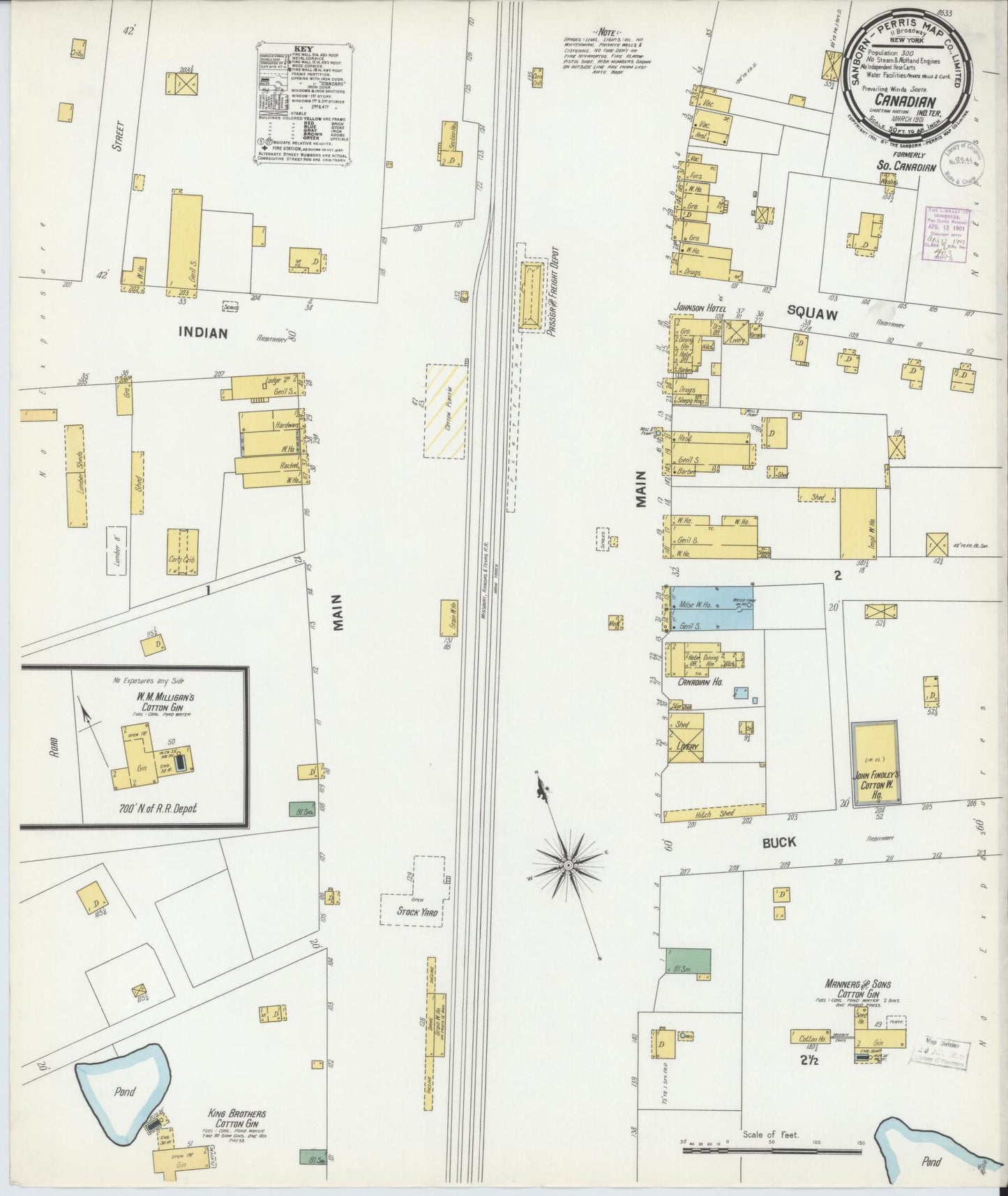 Sanborn Fire Insurance Map from Canadian, Pittsburg County, Oklahoma (1901), Sheet #0001 - Historic Sanborn Fire Insurance Map Print, vintage old map wall art, antique decor, genealogy gift, Oklahoma Oklahoma map