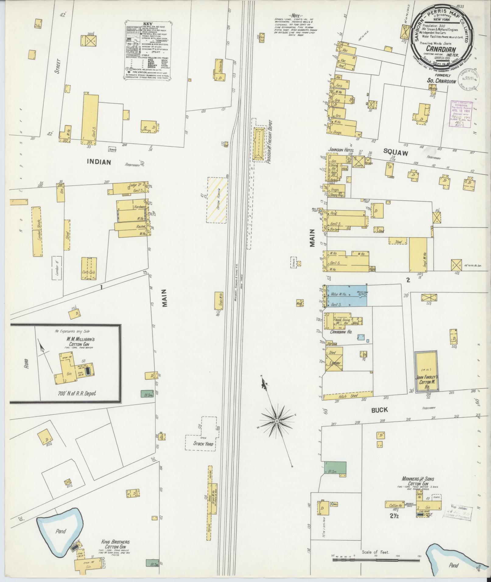 Sanborn Fire Insurance Map from Canadian, Pittsburg County, Oklahoma (1901), Sheet #0001 - Historic Sanborn Fire Insurance Map Print, vintage old map wall art, antique decor, genealogy gift, Oklahoma Oklahoma map