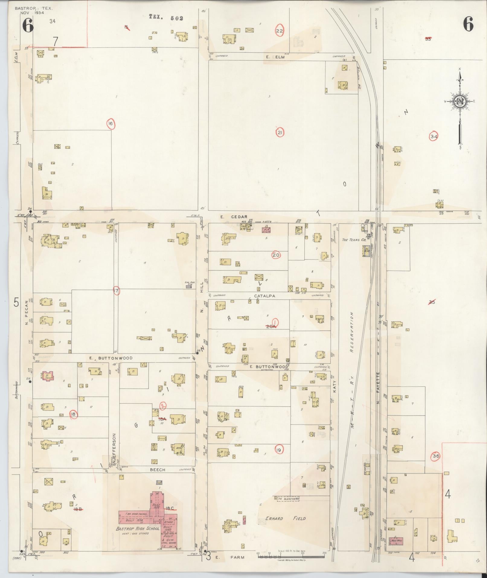 Sanborn Fire Insurance Map from Bastrop, Bastrop County, Texas (1944), Sheet #0006 - Complete Map Set gallery image, historic Sanborn map, vintage wall art, Texas Texas