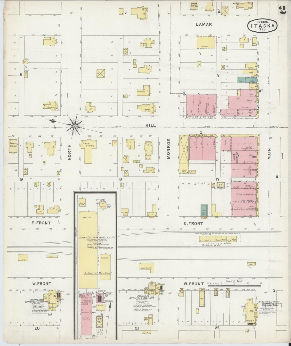 Sanborn Fire Insurance Map from Itasca, Hill County, Texas (1896), Sheet #0002 - Complete Map Set gallery image, historic Sanborn map, vintage wall art, Texas Texas