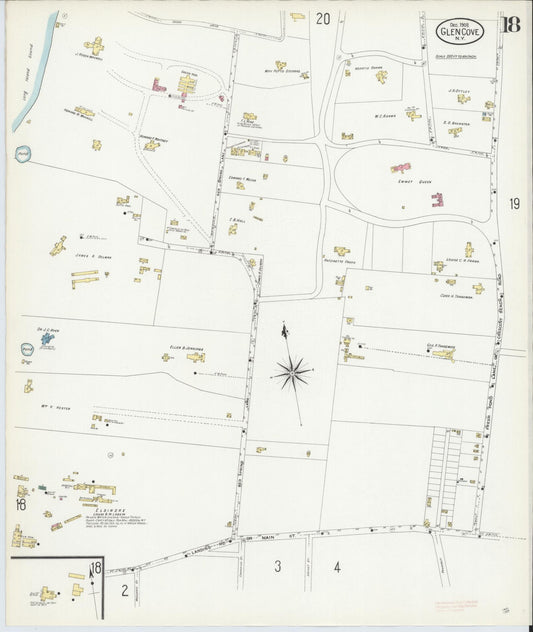 Sanborn Fire Insurance Map from Glen Cove, Nassau County, New York (1908), Sheet #0018 - Historic Sanborn Fire Insurance Map Print, vintage old map wall art, antique decor, genealogy gift, New York New York map