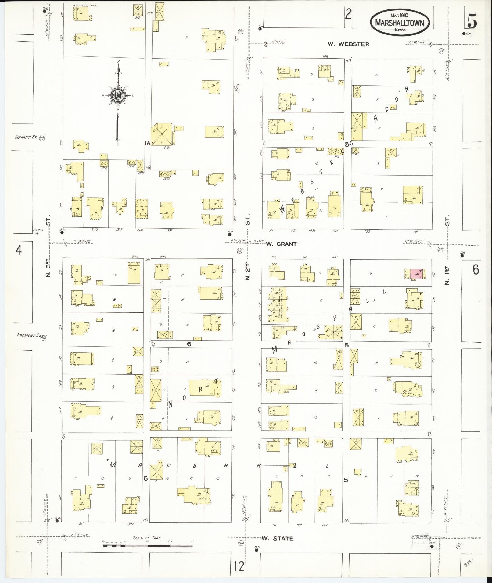 Sanborn Fire Insurance Map from Marshalltown, Marshall County, Iowa (1910), Sheet #0005 - Historic Sanborn Fire Insurance Map Print