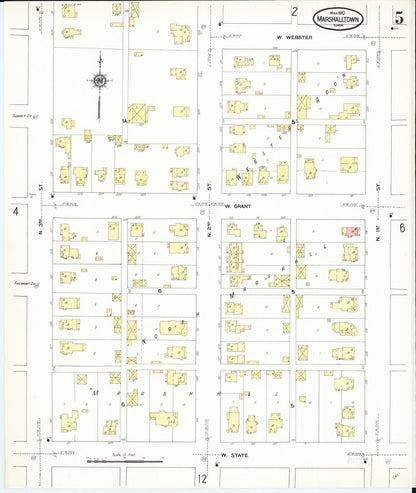 Sanborn Fire Insurance Map from Marshalltown, Marshall County, Iowa (1910), Sheet #0005 - Historic Sanborn Fire Insurance Map Print