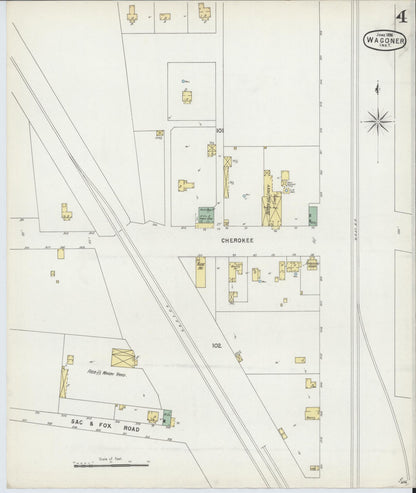 Sanborn Fire Insurance Map from Wagoner, Wagoner County, Oklahoma (1896), Sheet #0004 - Complete Map Set gallery image, historic Sanborn map, vintage wall art, Oklahoma Oklahoma