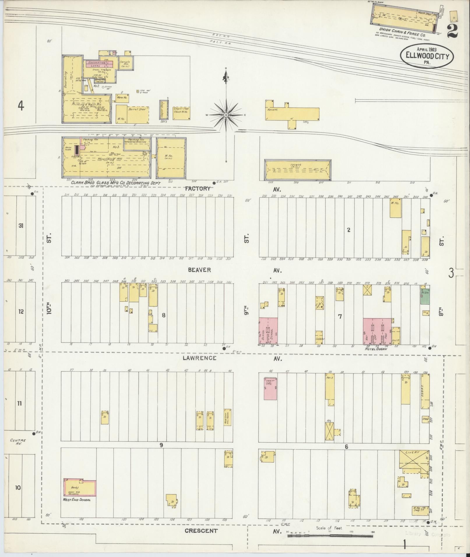 Sanborn Fire Insurance Map from Ellwood City, Lawrence County, Pennsylvania (1903), Sheet #0002 - Historic Sanborn Fire Insurance Map Print, vintage old map wall art, antique decor, genealogy gift, Pennsylvania Pennsylvania map