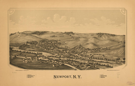 Newport, N.Y. (1890) – Historic Bird’s-Eye View Panorama Print