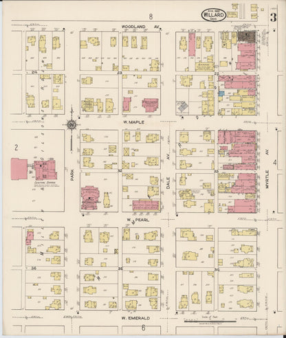 Sanborn Fire Insurance Map from Willard, Huron County, Ohio (1922), Sheet #0003 - Historic Sanborn Fire Insurance Map Print, vintage old map wall art, antique decor, genealogy gift, Ohio Ohio map
