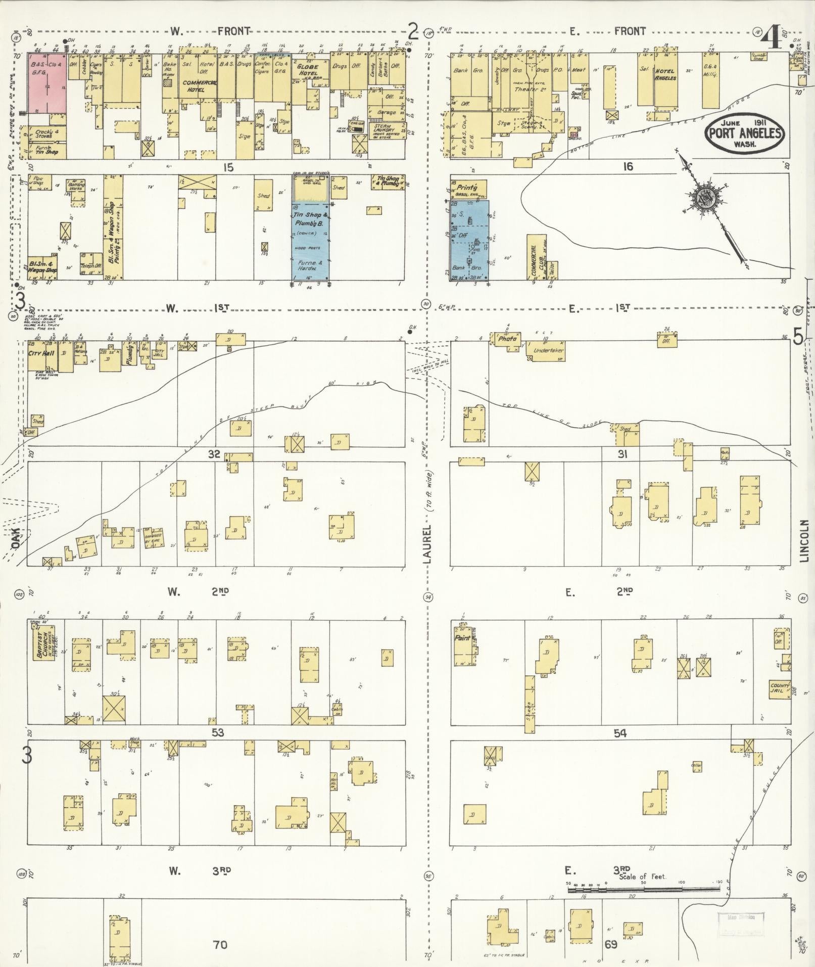 Sanborn Fire Insurance Map from Port Angeles, Clallam County, Washington (1911), Sheet #0004 - Complete Map Set gallery image, historic Sanborn map, vintage wall art, Washington Washington