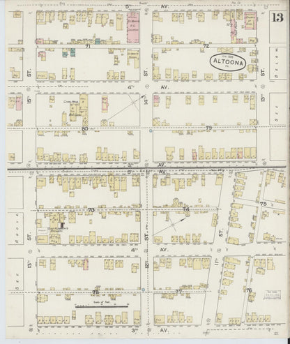 Sanborn Fire Insurance Map from Altoona, Blair County, Pennsylvania (1888), Sheet #0013 - Complete Map Set gallery image, historic Sanborn map, vintage wall art, Pennsylvania Pennsylvania