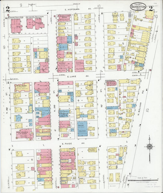 Sanborn Fire Insurance Map from Barberton, Summit County, Ohio (1927), Sheet #0002 - Historic Sanborn Fire Insurance Map Print, vintage old map wall art, antique decor, genealogy gift, Ohio Ohio map