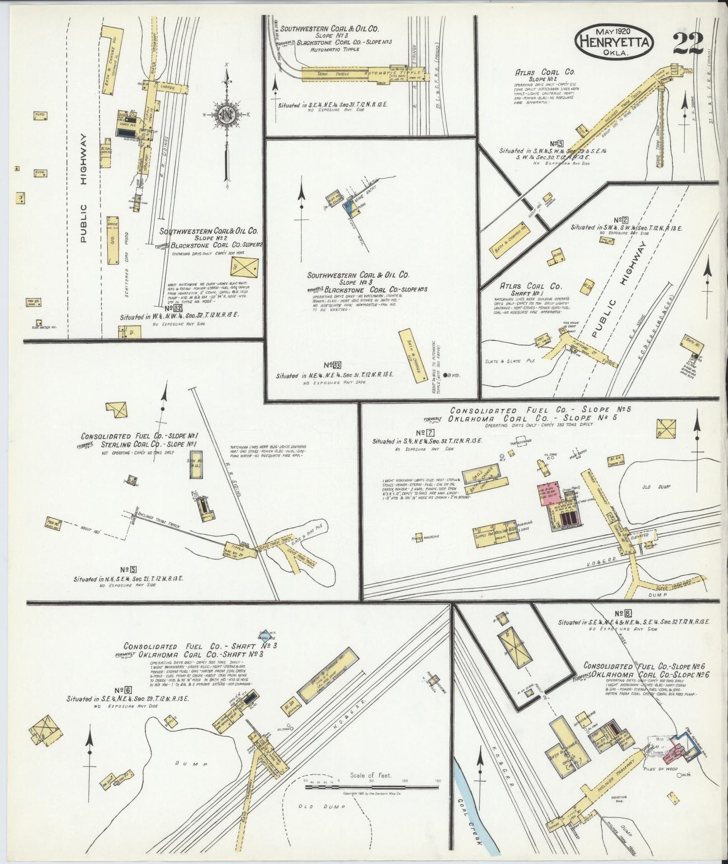 Sanborn Fire Insurance Map from Henryetta, Okmulgee County, Oklahoma (1920), Sheet #0022 - Complete Map Set gallery image, historic Sanborn map, vintage wall art, Oklahoma Oklahoma