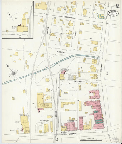 Sanborn Fire Insurance Map from Attica, Fountain County, Indiana (1905), Sheet #0002 - Historic Sanborn Fire Insurance Map Print, vintage old map wall art, antique decor, genealogy gift, Indiana Indiana map