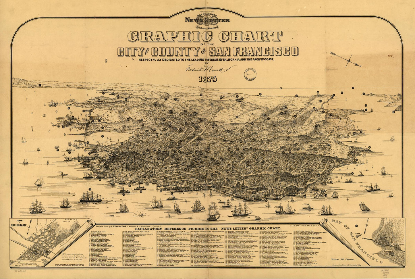 Graphic chart of the city and county of San Francisco (1875) – Historic Bird’s-Eye View Panorama Print