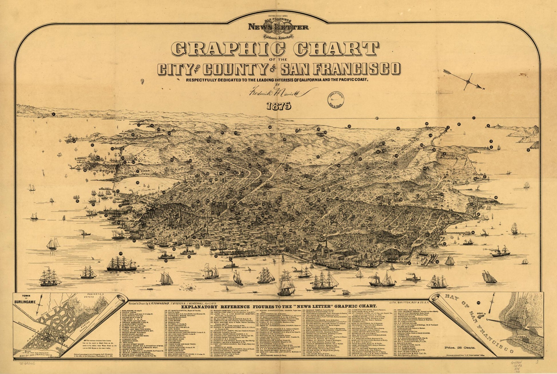Graphic chart of the city and county of San Francisco (1875) – Historic Bird’s-Eye View Panorama Print