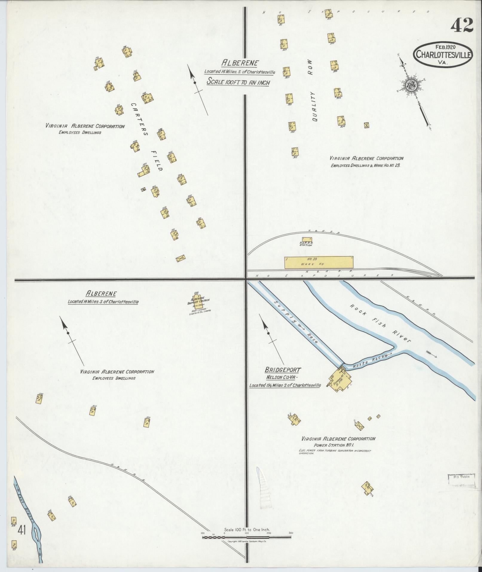 Sanborn Fire Insurance Map from Charlottesville, Independent Cities, Virginia (1920), Sheet #0042 - Complete Map Set gallery image, historic Sanborn map, vintage wall art, Virginia Virginia