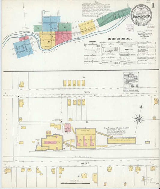 Sanborn Fire Insurance Map from New Bethlehem, Clarion County, Pennsylvania (1904), Sheet #0001 - Complete Map Set gallery image, historic Sanborn map, vintage wall art, Pennsylvania Pennsylvania