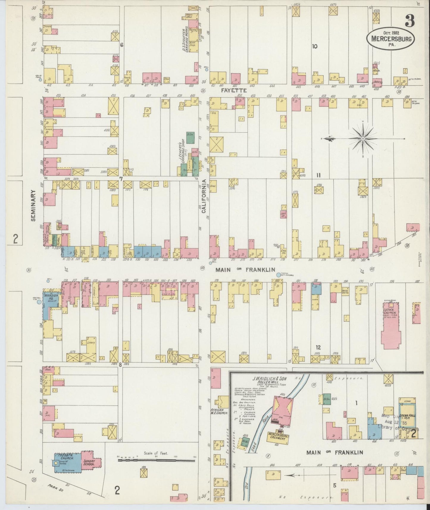 Sanborn Fire Insurance Map from Mercersburg, Franklin County, Pennsylvania (1902), Sheet #0003 - Historic Sanborn Fire Insurance Map Print, vintage old map wall art, antique decor, genealogy gift, Pennsylvania Pennsylvania map