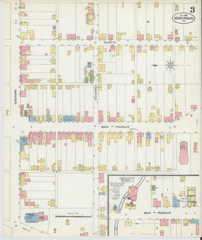 Sanborn Fire Insurance Map from Mercersburg, Franklin County, Pennsylvania (1902), Sheet #0003 - Historic Sanborn Fire Insurance Map Print, vintage old map wall art, antique decor, genealogy gift, Pennsylvania Pennsylvania map