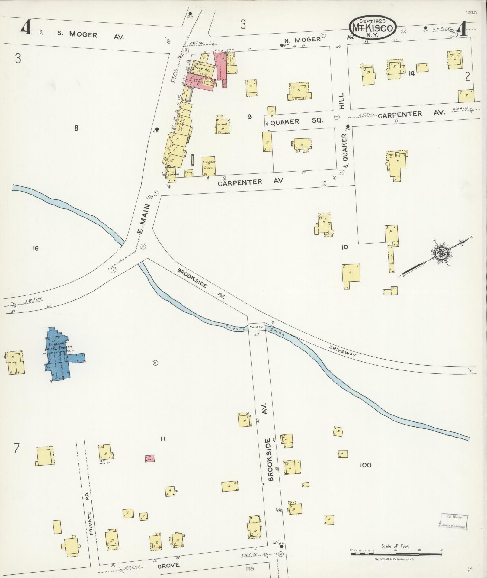 Sanborn Fire Insurance Map from Mount Kisco, Westchester County, New York (1925), Sheet #0004 - Complete Map Set gallery image, historic Sanborn map, vintage wall art, New York New York