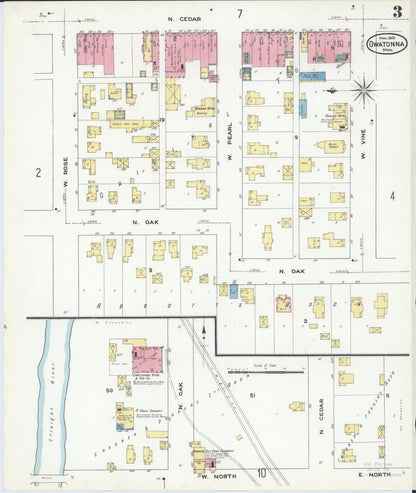 Sanborn Fire Insurance Map from Owatonna, Steele County, Minnesota (1909), Sheet #0003 - Complete Map Set gallery image, historic Sanborn map, vintage wall art, Minnesota Minnesota
