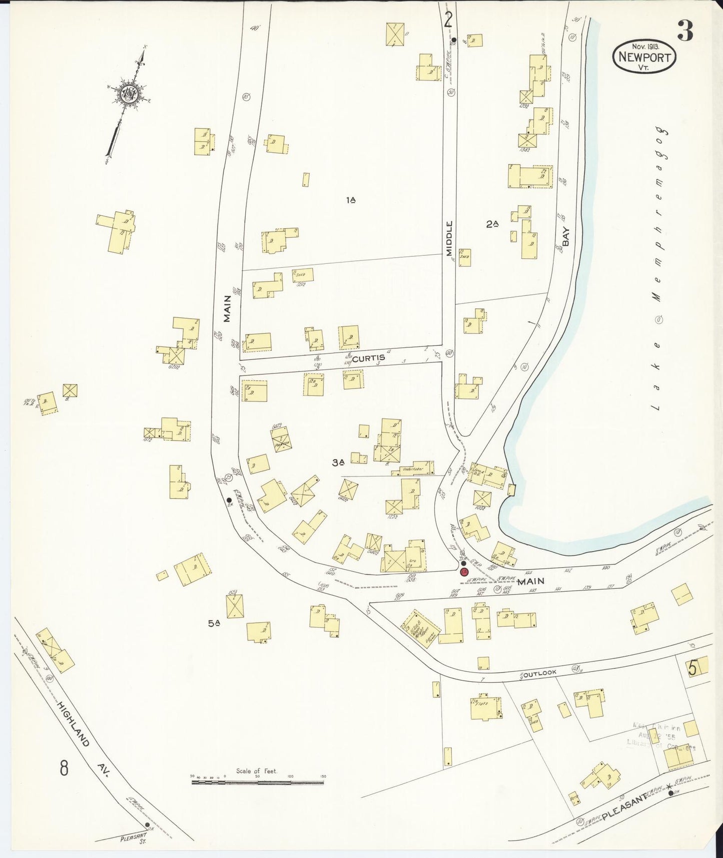 Sanborn Fire Insurance Map from Newport, Orleans County, Vermont (1913), Sheet #0003 - Complete Map Set gallery image, historic Sanborn map, vintage wall art, Vermont Vermont