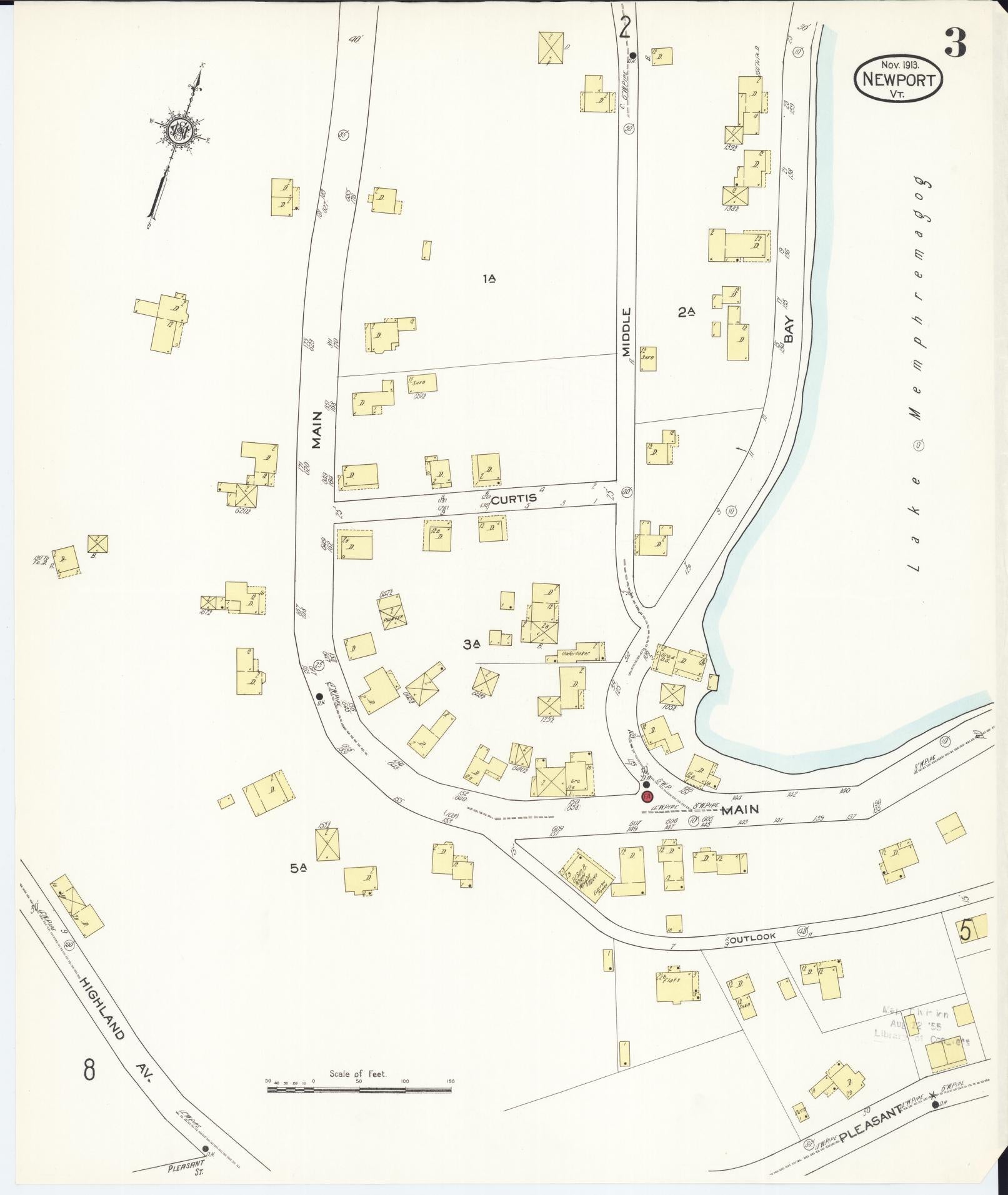 Sanborn Fire Insurance Map from Newport, Orleans County, Vermont (1913), Sheet #0003 - Complete Map Set gallery image, historic Sanborn map, vintage wall art, Vermont Vermont
